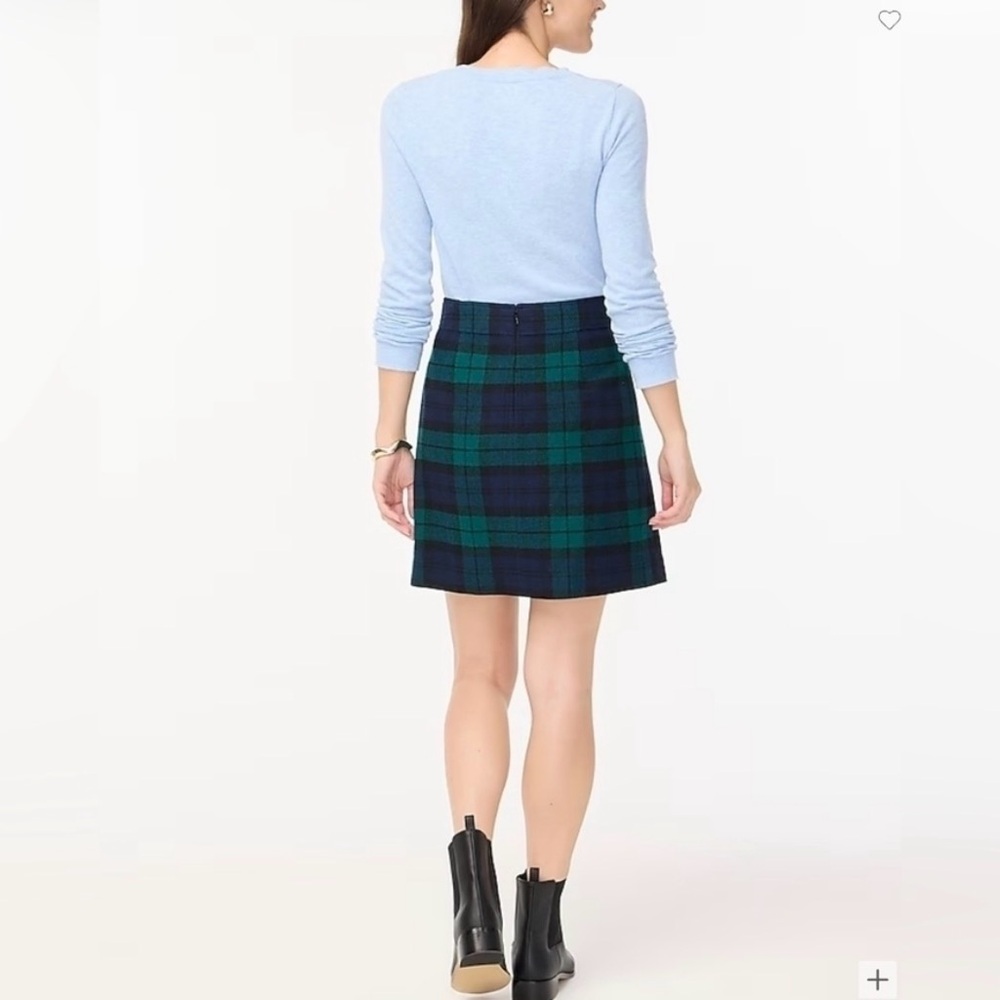 NWOT J. Crew Tartan Mini Skirt in Green and Navy - Picture 2 of 2